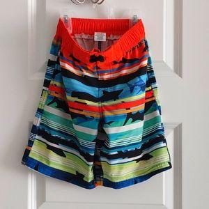 Wonder Nation Boys' Shark Swim Trunks - Size Small (6/7)